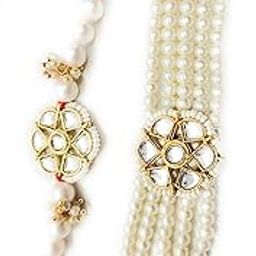 Combo Rakhi for Brother and Bhabhi Kundan Bracelet Rakhi Set with Chain Lumba Rakhi for Bhabhi Couple Rakhi Set For Men-picture-22