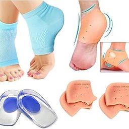 Moisturizing Silicone Gel Heel Pad Socks(1- Pair) Silicone Gel Heel Pad Socks For Pain Relief (2-Pair) With Heel Protector Insole Cups (1- Pair) Pack Of 4,Multicolour-picture-19