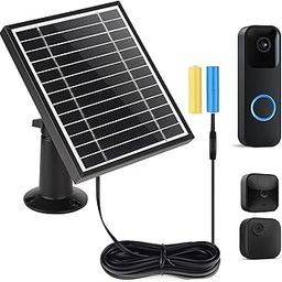 UYODM Solar Panel Compatible with Blink Video Doorbell and Blink Outdoor 4(4th) / XT3 / XT2 / XT Cam,Power Your Doorbell or Outdoor Camera Continuously with 11.8 Ft Cable, AL Alloy Frame Durable-Black-9