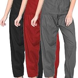 Women's Casual Mid Rise Bottom Wear Cotton Solid Salwar(Free Size) (Black-Maroon-Grey) | Fit Type: Regular Fit-picture-24
