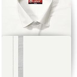 Men's Traditional white Shirt with 2-Meter Zari Border Dhoti Set-image-77