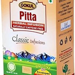 Gokul Pitta Tea, Digestive,Caffeine free, Immunity booster,Ayurveda, Pitta Balancing Tea -30 Grams x Pack of 3, 20 Enveloped Infusions Per Pack-image-66
