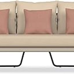 GEBE Modern Patio 3-Seater Sofa | U.V. Protected Comfortable Fabric Upholstered Couch with Cushioned Seating | Stylish Sofa Set for Outdoor and Garden | Beige-image-5