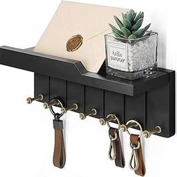 Rebee Vision Decorative Key Holder Wall Mount - Modern Key and Mail Holder for Wall with Shelf Organizer and 7 Sturdy Key Hooks for Apartment Essentials - Aesthetic Home Decor (Stylish Black)-image-80