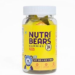 NutriBears Vitamin D3 + K2 + B12 Gummies for Kids & Teens | Plant-Based D3, Natural K2 (MK-7) & B12 Supplement | Gentle, Effective & Vegetarian | 30 Orange Flavour Gummies-6
