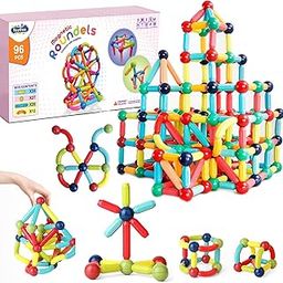 ToyDen 100 Pcs. Magnetic Sticks Building Blocks Set for Kids Age 3+ Creative and Educational Construction Toy for Boys and Girls, Includes Magnetic Balls, Safe and Durable, Stem Learning - Multicolor-54