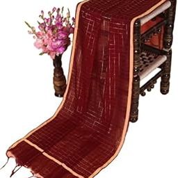 Chanderi Silk Zari Work Dupatta with Tassel Border – Checks Pattern – Soft, Lightweight-image-31