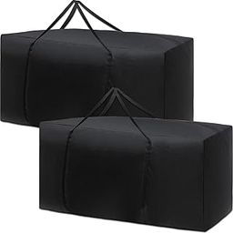 Silkfly 2 Pcs Patio Cushion Storage Bags 68" L x 30" W x 20" H Outdoor Cushion Storage Bag with Handles Waterproof Extra Large 420D Oxford Fabric Heavy Duty Zippered Furniture Pillow Protective, Black-10