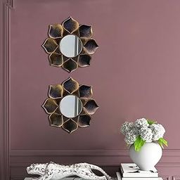 Art Street Lotus Petal Decorative Wall Mirror Set of 2, Wall Hanging Mirrors for Living Room Decoration (Size - 9 x 9 inch)-22