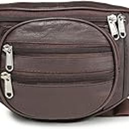 Real Leather Brown Waist Bag Fanny Bag Travel Pouch Passport Holder (246_BRN)-image-72