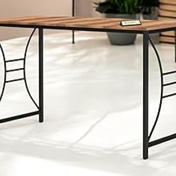 SHALIGRAM ARTS Iron Frame and Wooden Top Console Study Table for Office Living Room Iron Frame Office Table Study Room Furniture Without Storage (Black Finish)-image-124