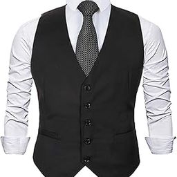 Mens Classic Solid Color Business Suit Vest Regular Fit Tuxedo Waistcoat for Wedding-image-46