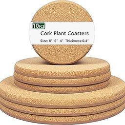Venyat 4/6/8 Inch Cork Plant Coasters, 10 Pieces Double Layers Hard Thick Cork Plant Mats, Cork Coasters for Plants, Plant Coasters for House Plants (Brown)-image-66