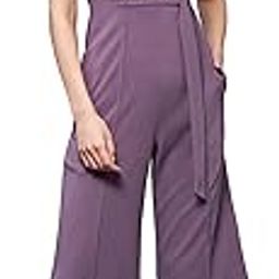 Women's Round Neck Short Sleeve Embellished Front Slit Fringed Regular Jumpsuit with Pockets-image-8