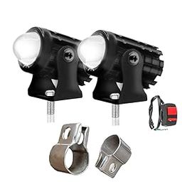 LIGHT HUB 2PCS BIKE CAR MINI DRIVE FOG LED Lights High/Low White Yellow DRL + Strobe Mode LED MINI DRIVE FOG Spot light motorcycle spotlight sport light motorcycle with Switch + 2 Pc. Steel Clip-21