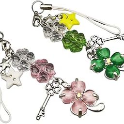 ZORBES® 2Pcs Cute Phone Charms for Girls, Crystal Four-Leaf Clover Mobile Charms for Women Phone Accessories for Girls, Aesthetic Charms Phone Chain Accessories for Phones, Keychains, Bags, Headphones-image-34