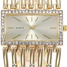 Rectangle Wrist Watch for Women Fashion Ladies Analog Quartz Wristwatch Stainless Steel Diamond Bracelet Watch, Multi, One Size, Modern-image-31