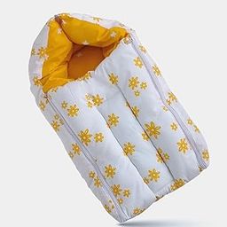 Kridlo 3-in-1 Baby Bed & Sleeping Bag for Newborn | Portable Cotton Baby Bedding Set | Unisex Carry Nest & Baby Holder for 0-6 Months | Soft & Lightweight Infant Sleep Bag (Yellow Flower)-image-56