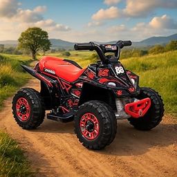 KIDBITKART ATV EV Battery CAR rideon with Music and Lights, Forward and Backward Gear, Built in MP3 Player (Blue) (RED)-image-68