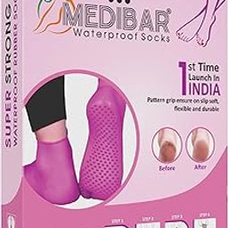 Anti Heel Full Length Waterproof Rubber Socks Moisturizing Silicon Heel Peny Socks Pain Relief Foot Care Protector For Men & Women - (Size-Large)(9-10-11) Pink Pack of 1-picture-2