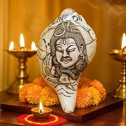 Shambhava Hand-Carved Lord Shiva Face Shankh | Sacred Conch Shell for Devotion & Protection | Crafted by Spiritual Artisan of Kashi | Mahadev Shankha for Pooja, Meditation & Gifting- 7 Inch-image-81
