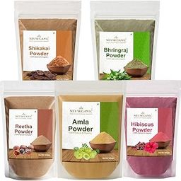 Neuwganic - Herbal Hair Care Combo - Natural Hair Pack for Growth, Strength & Shine - Pure & Chemical Free - Amla, Shikakai, Reetha, Hibiscus & Bhringraj Powders - 100g Each-24