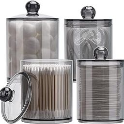 Transparent Plastic Jars With Lids - Cotton Swab Ball Pad Holder, Clear Makeup Organizer for Floss Picks, Cosmetics Storage Box for Women (2)-16