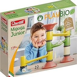 Quercetti PlayBio Migoga Junior Marble Run - 22 Large Elements Includes 3 Marbles with Bells for Sound, for Kids Ages 18 Months and up, Multicolor-13