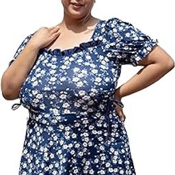 Women Plus Size Swimsuit, Dark Blue, Bikini, Tank Top, Trunk, Swimwear-picture-36