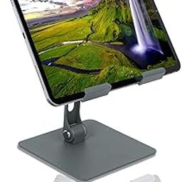 Storite Metal Foldable and Portable Laptop & Tablet Stand Holder, Anti-Slip Silicone Pads, Height and View Angle Adjustable,Supports Upto 15” with Max. 4KG Support (Grey)-18