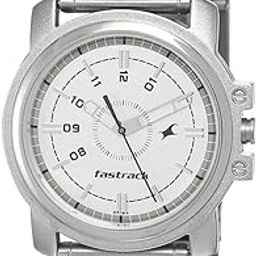 Mens Analog White Dial Silver Band Stainless Steel Watch-11