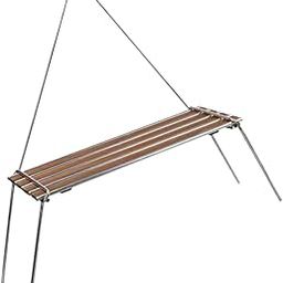CALANDIS™ Folding Table Camp Table with Light Pole for Travel Barbecue Fishing Teak | Furniture | & Hiking | Outdoor Sports-image-36