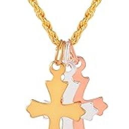 Three colour Crucifix Cross Christian Spiritual Fashion Jewellery chain pendant (PCKL0653)-picture-15