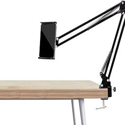 Aluminium Lazy Hanging Mount Holder for All Mobiles & Tablets, Flexible Long Arm 360° Adjustable Tabletop Stand for Table, Bed (Black)-image-74