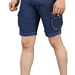 nivasu Men's Cotton Blend Regular Fit Denim Shorts – Contemporary Dark Blue-picture-2
