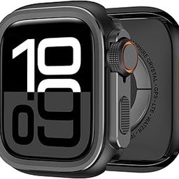 2 in 1 Metal Rugged Case Compatible with Apple Watch Ultra 2/Ultra 49mm,Series 10 46mm 7 8 9 45mm Shockproof Protect Bumper case with Back Cover Full Protection (Black,46mm)-image-37