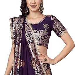 Women's Kanjivaram Silk Saree Pure Silk Banarasi Saree With Unstitched Blouse Piece-image-15