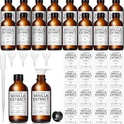 Pack of 16 4oz Amber Glass Bottles Boston Round Bottles with Black Poly Caps, Brown Vanilla Extract Bottles for Essential Oil, Perfume and Liquid, Contains 16 Homemade Bottles-image-30