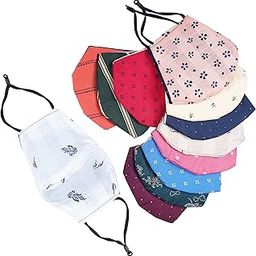MEELANA Breathable 2 Layer Reusable Washable Cotton Cloth Mask for Men Women With Adjustable Ear-Loop (Multicolored,Pack of 6) 100% Cotton Mask For Unisex-28