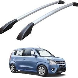 ROSHNEER Compatible Wagon R Car Non-Drilling Metal Roof Rail Set Suitable for Maruti Suzuki Wagon-R and Universal Car Roof Rail Stylish with Adhensive Tape for All Cars and All Models Silver, 122CM-23