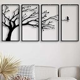 7 Decore | Wooden 3D 4 Pieces Tree Wall Art Panel Frame-image-14