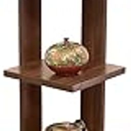 RIPPLEWUDS Wooden Shelves Rack Display Décor Items|Wooden Wall Shelf|Corner Shelf for Living Room|Dispaly Rack Storage Organizer Unique Design with Finish 6 Tiers(Walnut)-27