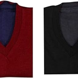 Men's Combo of Maroon-Blue and Black-Grey Sleeveless Sweater-53