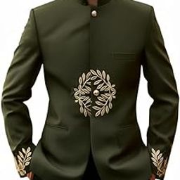 Men's Stylish Ethnic Wear Green Coat Set with Gold Embroidery Work Unique (IN, Alpha, 2XL, Regular, GREEN)-image-25