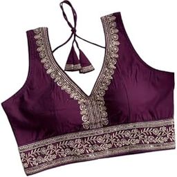 Solid Embroiderd Readymade Fitted Heart Neck Phantom Silk Half Sleeves Women Blouse-ALTERABLE from 34" to 40" Bust Size Design No Kill PRO MAX-picture-36