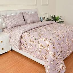 Florida King-Size Printed AC Comforter with 1 Bedsheet & 2 Pillow Cover Set (Mauve)-image-47