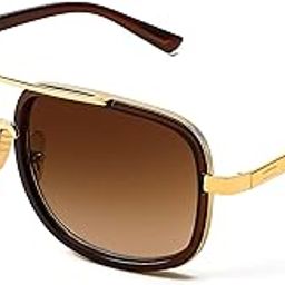Retro Trendy Aviator Sunglasses Women Men Classic Vintage Square Sunglasses 70s Large Metal Shades E1079-image-6
