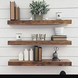 LALITA HANDICRAFT Sheesham Wood Floating Shelf | Solid Wood Wall Shelfs for Home | Handmade | Wooden Wall Decor Book Shelf/Floating Wall Shelf/ (Set of 3)-picture-18