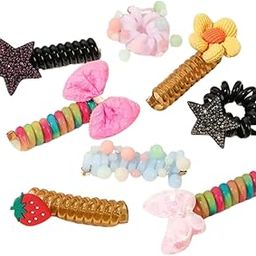 5pcs Wire Hair Bands for Girls Kids Braided Spiral Hair Ties Cute Cartoon Ponytail Maker Elastic Braids Hair Accessories for Girls - Multicolor-image-50