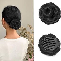 VIVIAN Extension For Women (Pack of 1) Readymade Bridal Hair Bun Extension Faux Synthetic Hair Juda Bun For Women Stylish Black Hair Extensions-image-56